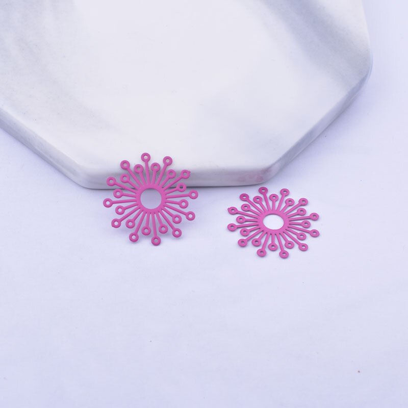 Miniatura: 2 estampes fleur - 19 mm - laiton peint - 10 coloris