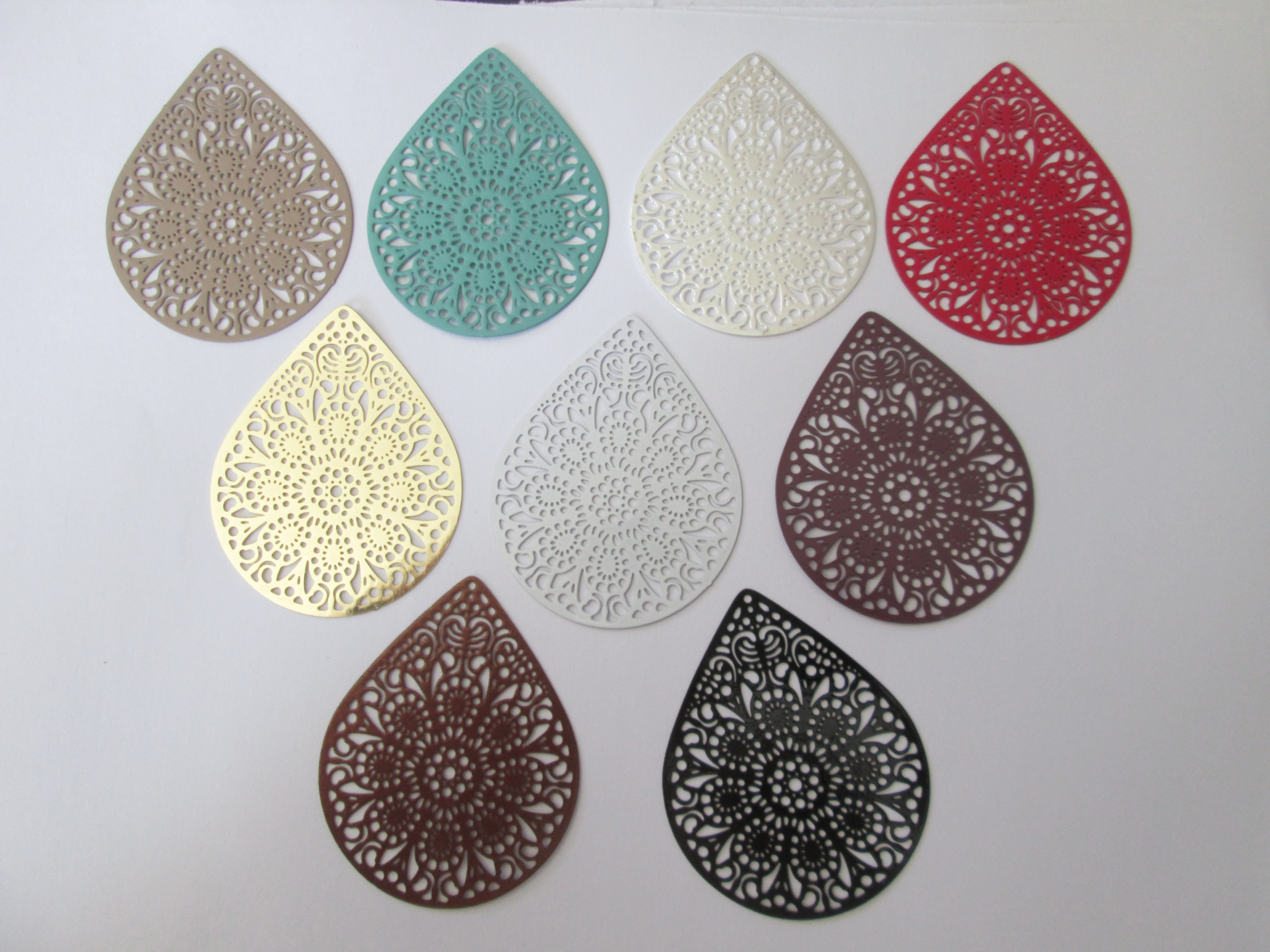 2 drops prints - 48 x 38 mm - painted brass - 8 colors