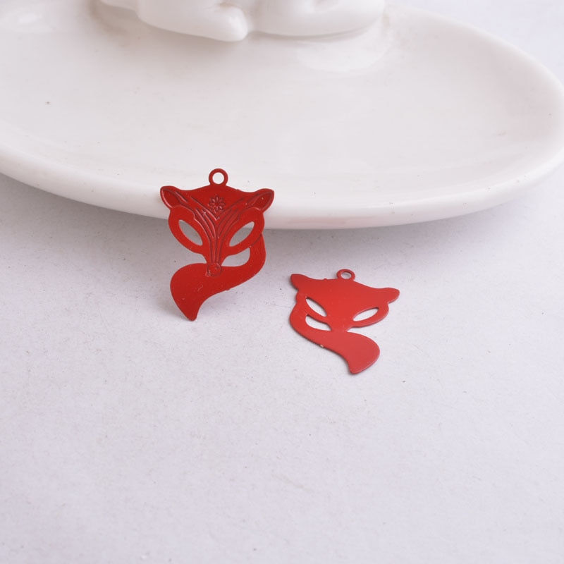 Miniatura: 2 estampes tête de renard - 23 x 17 mm - laiton - 9 coloris au choix