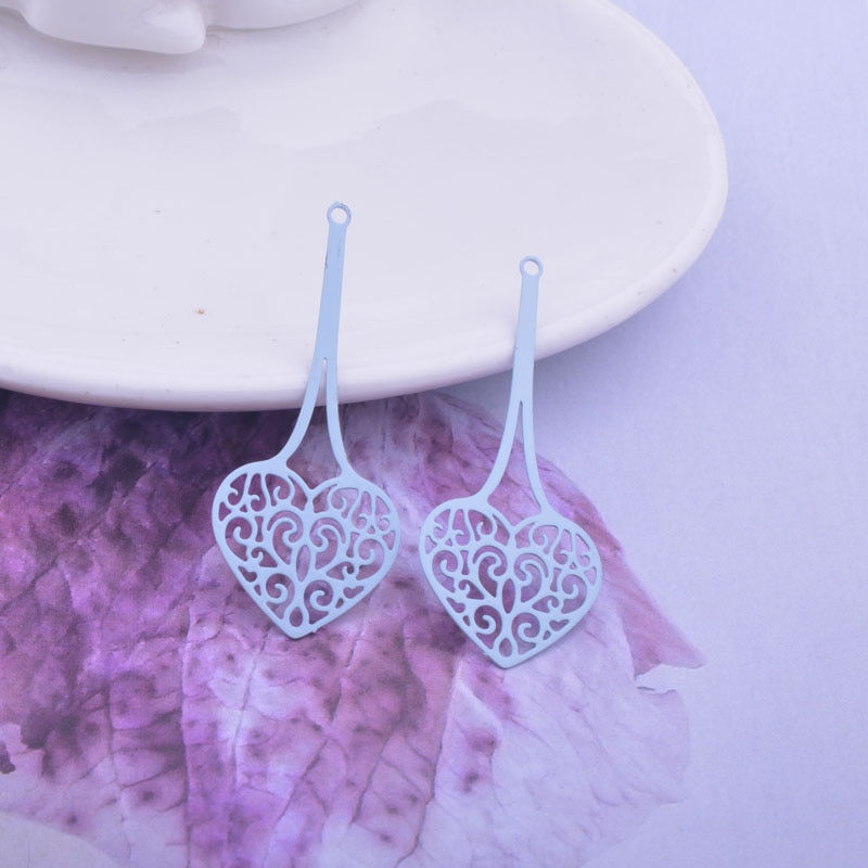 Miniaturbild: 2 estampes coeur - 45 x 20 mm - laiton - 10 coloris au choix