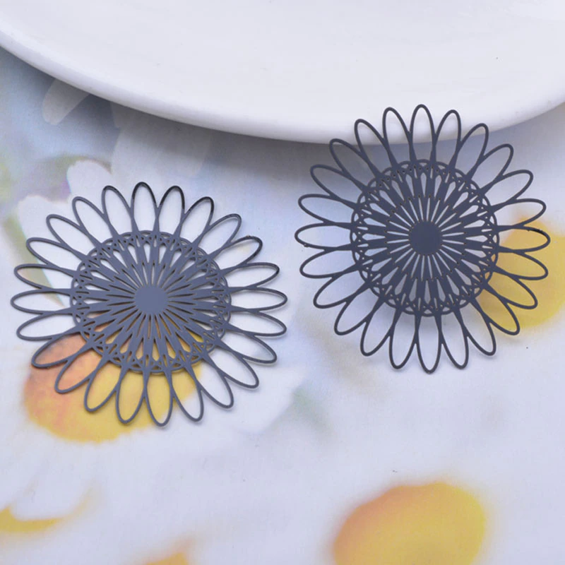 Miniaturbild: 2 estampes fleurs de tournesol -  38 mm -  laiton -  10 coloris