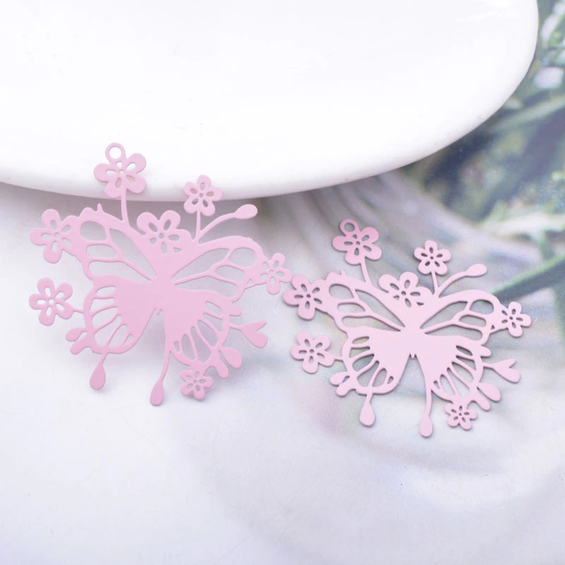 Miniatura: 2 estampes papillons - 35 x 31 mm - 10 coloris - laiton