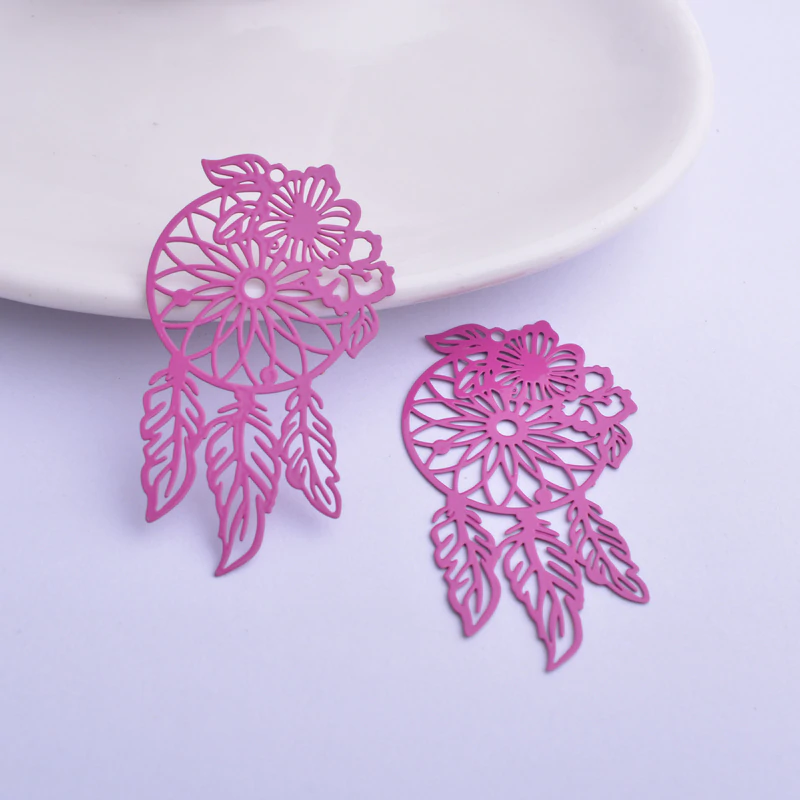 Miniatura: 2 estampes attrapes rêves - 45 x 25 mm - laiton peint - 13 coloris