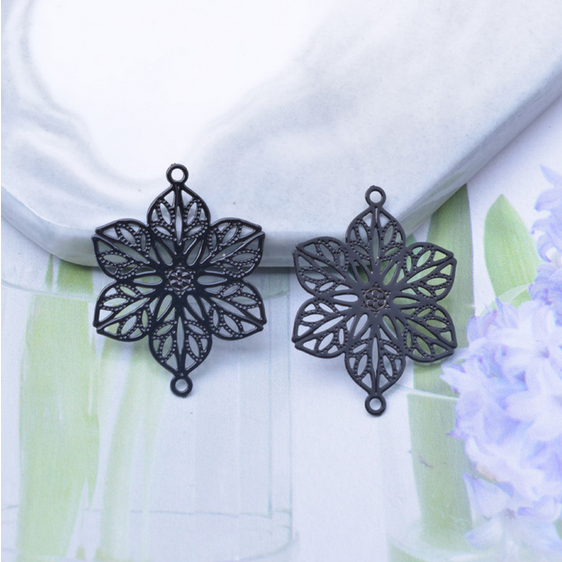 Miniatura: 2 estampes connecteurs fleur - 27 x 20 mm - 10 coloris - laiton