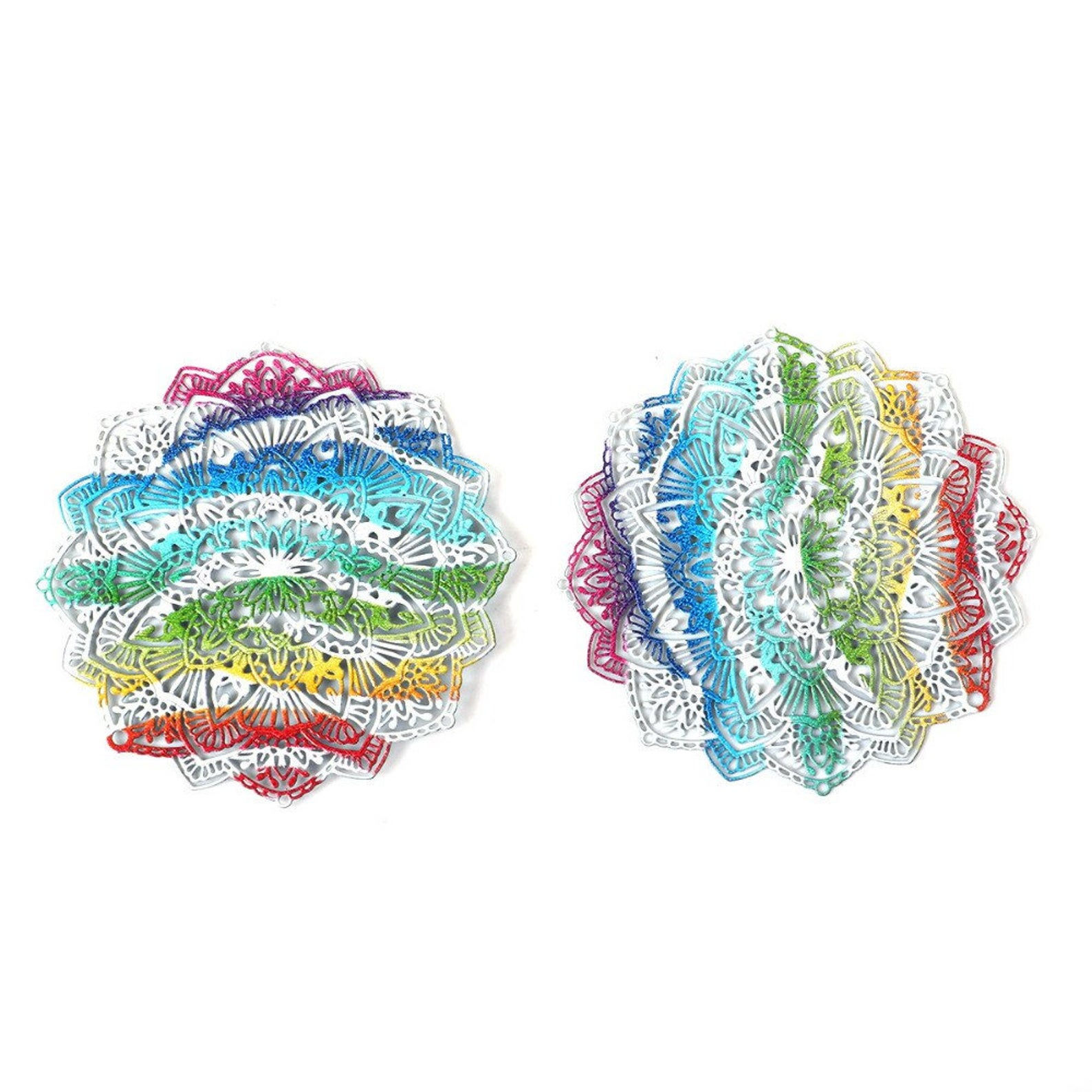 2 round mandala prints - 45 mm - brass