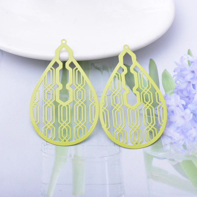 Miniatura: 2 estampes gouttes filigranes - 52 x 32 mm - 10 coloris - laiton