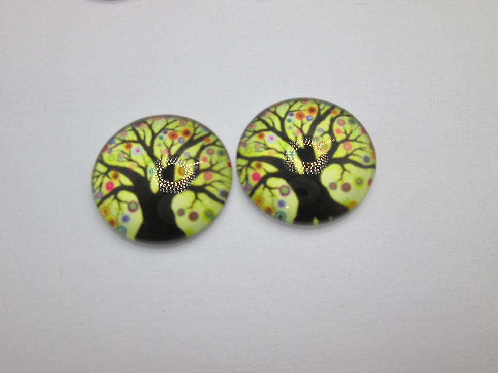 Miniatura: 20 mm - 2 cabochons ronds arbre de vie - verre imprimé - 12 modèles