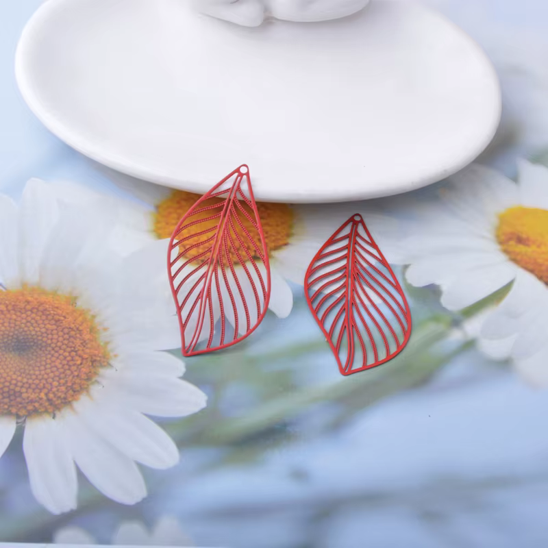 Miniature : 2 estampes feuilles filigranes - 44 x 23 mm - 10 coloris - laiton