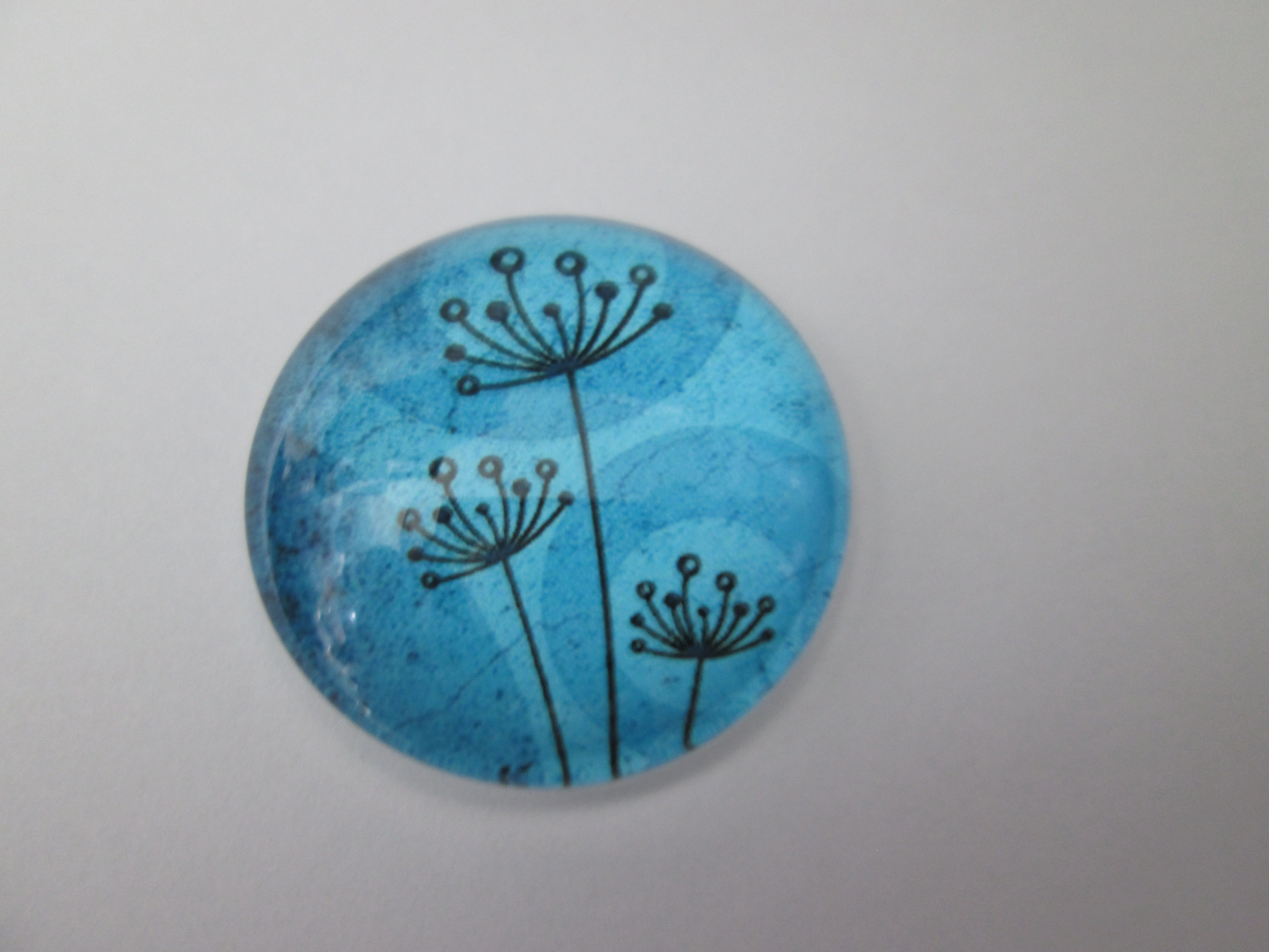 dandelion cabochon - 25 mm - printed glass