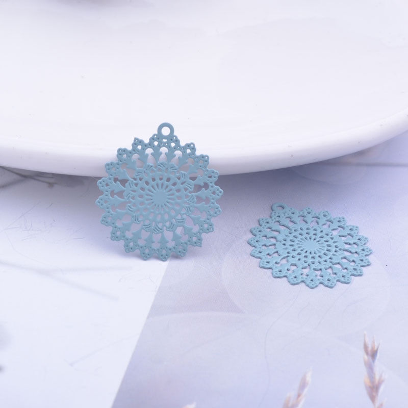 Miniature : 2 estampes rondes -  21 x 19 mm  -  laiton -  10 coloris