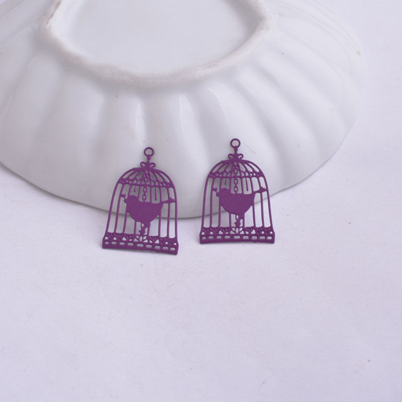 Miniatura: 2 estampes cage à oiseaux - 23 x 15 mm - 10 coloris au choix