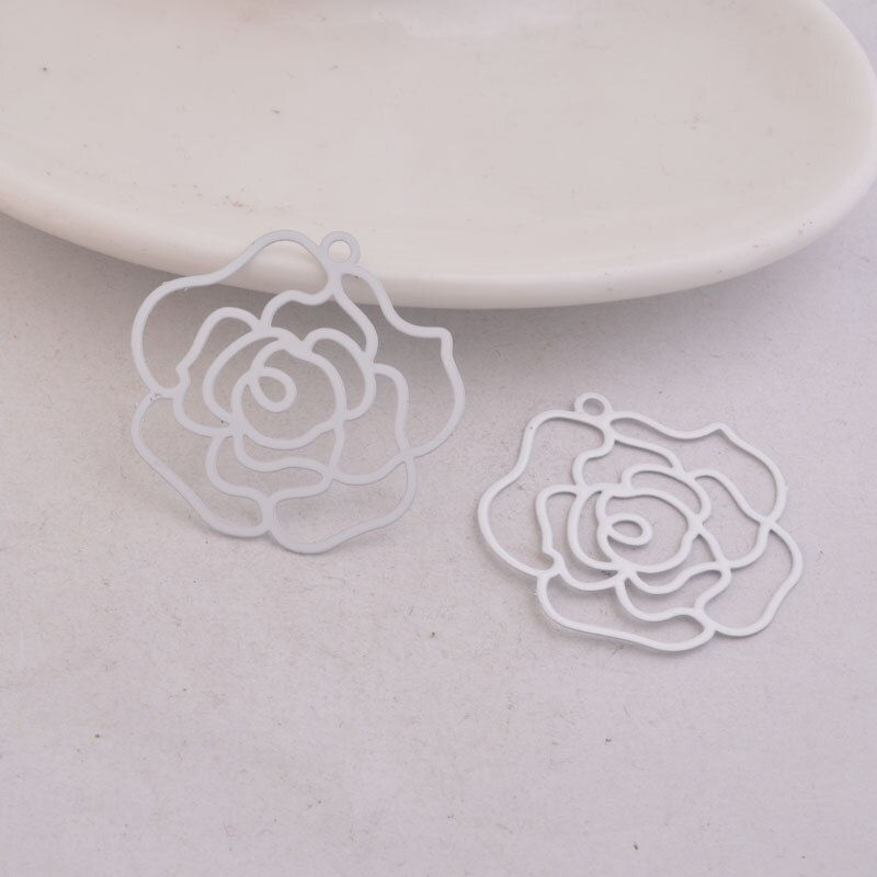 Miniaturbild: 2 estampes grande rose  - 32 x 31 mm - 10 coloris - laiton