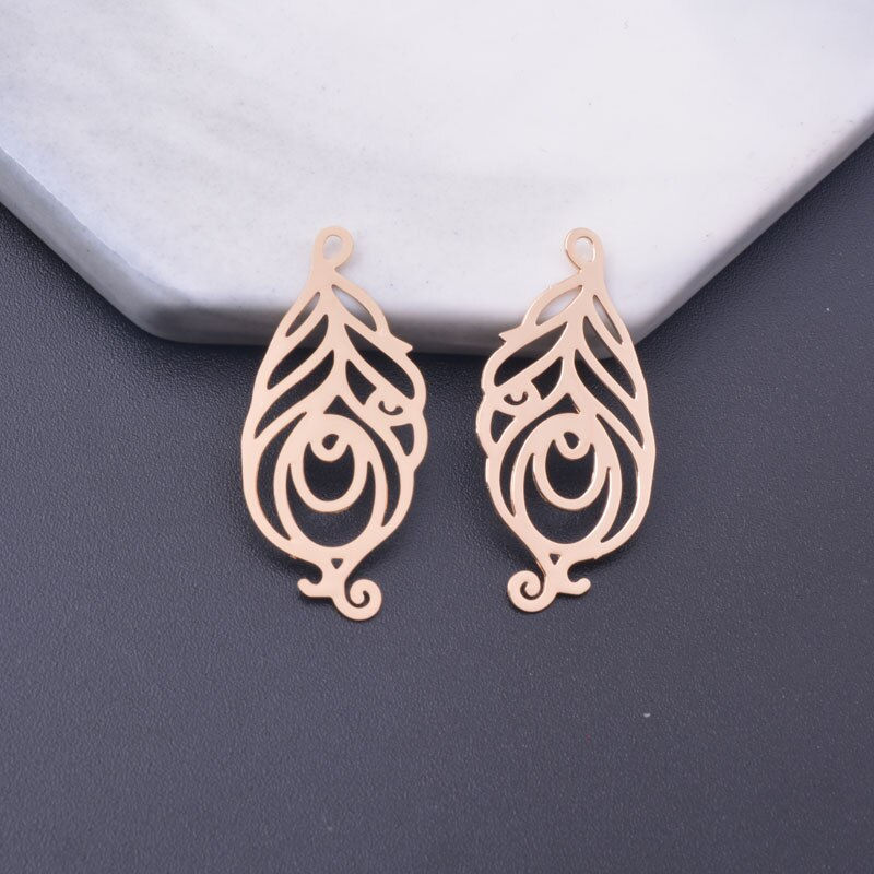 Miniaturbild: 2 estampes plume de paon - 30 x 15 mm - laiton - 10 coloris