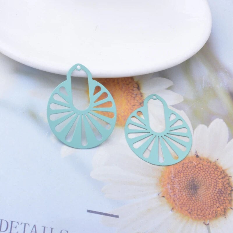 Miniature : 2 estampes rondes filigranes - 35 x 29 mm - laiton - 10 coloris