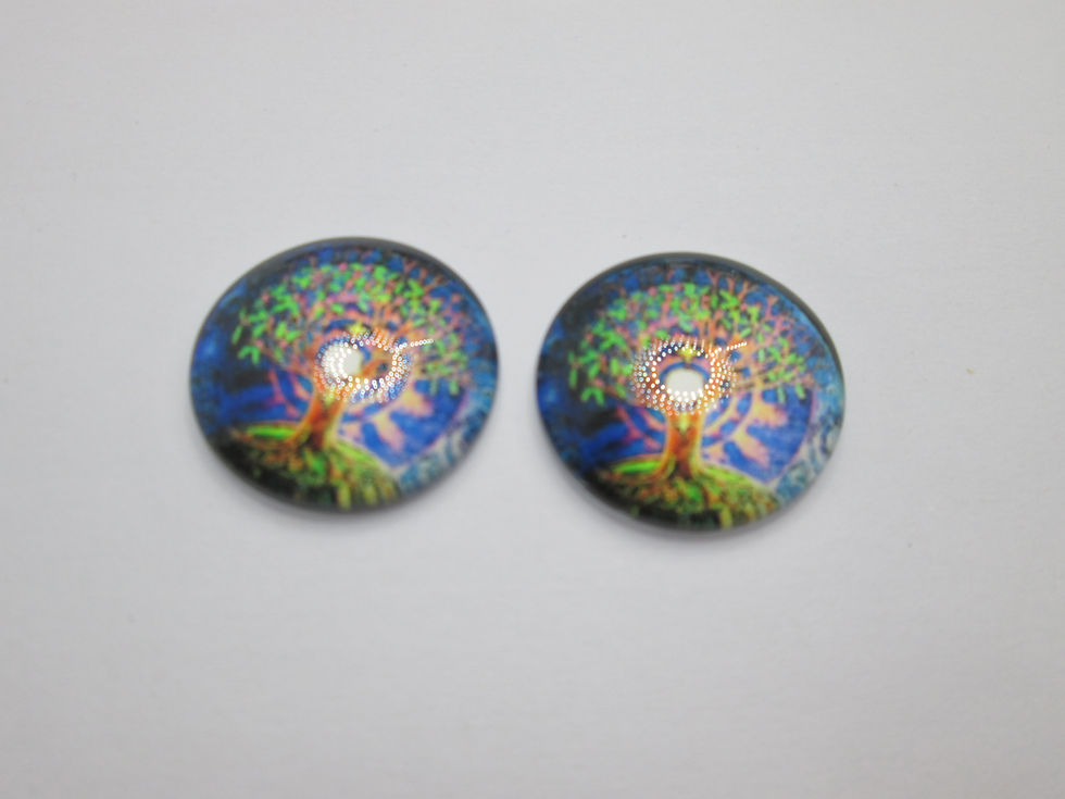 Thumbnail: 20 mm - 2 cabochons ronds arbre de vie - verre imprimé - 12 modèles
