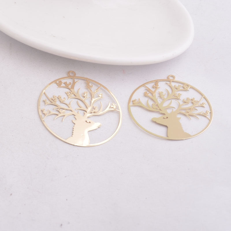 Miniatura: 2 estampes cerf - 41 x 38 mm - laiton - 10 coloris au choix