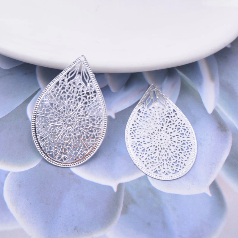 Miniature : 2 estampes gouttes - 35 x 23 mm - 10 coloris - laiton