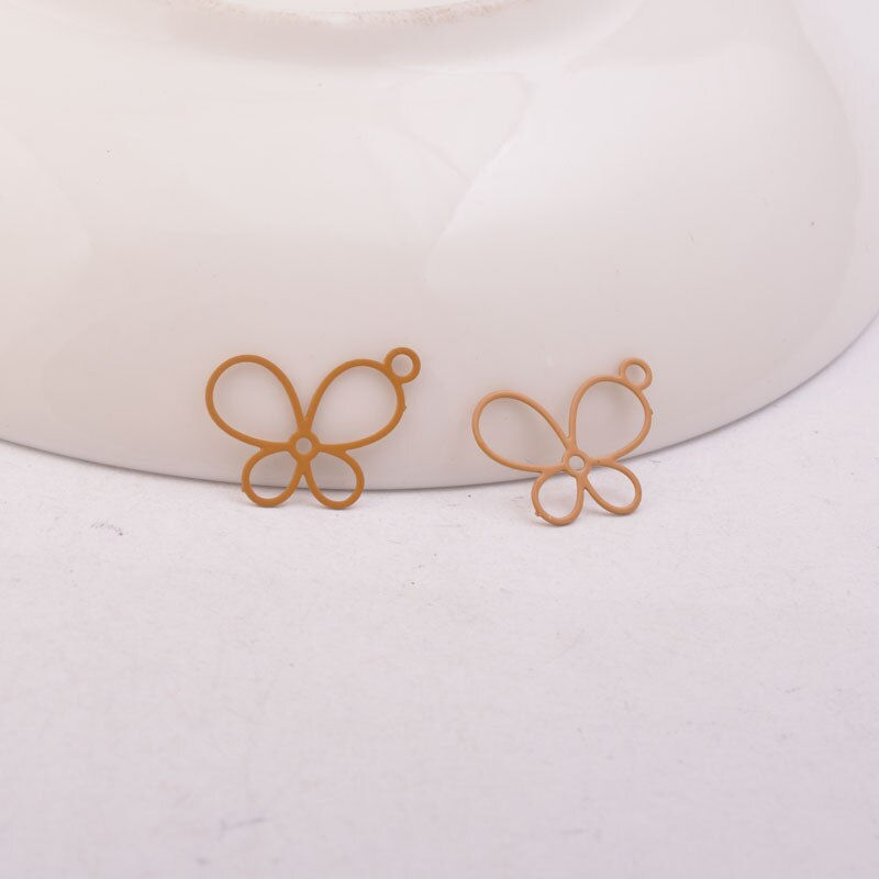 Thumbnail: 4 butterfly prints - 15 x 12 mm - brass - 8 colors to choose from