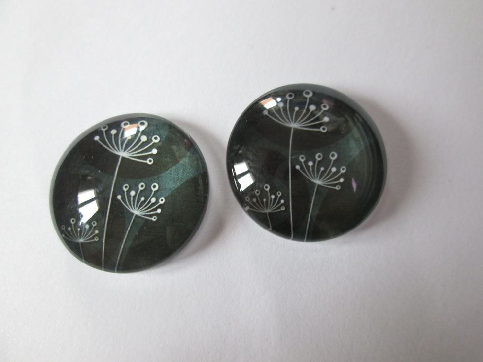 Miniatura: 20 mm - 2 cabochons verre motif pissenlit - 12 modèles