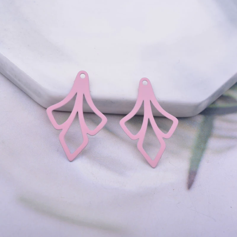 Miniaturbild: 4 estampes feuilles - 23 x 15 mm - laiton - 9 coloris