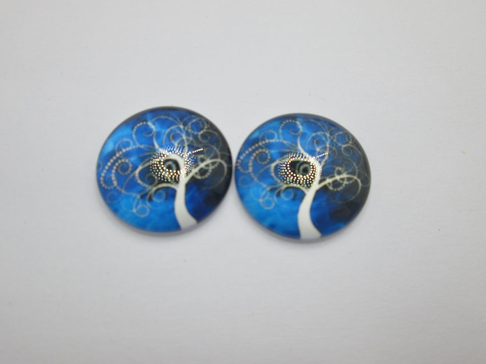 Miniatura: 20 mm - 2 cabochons ronds arbre de vie - verre imprimé - 12 modèles