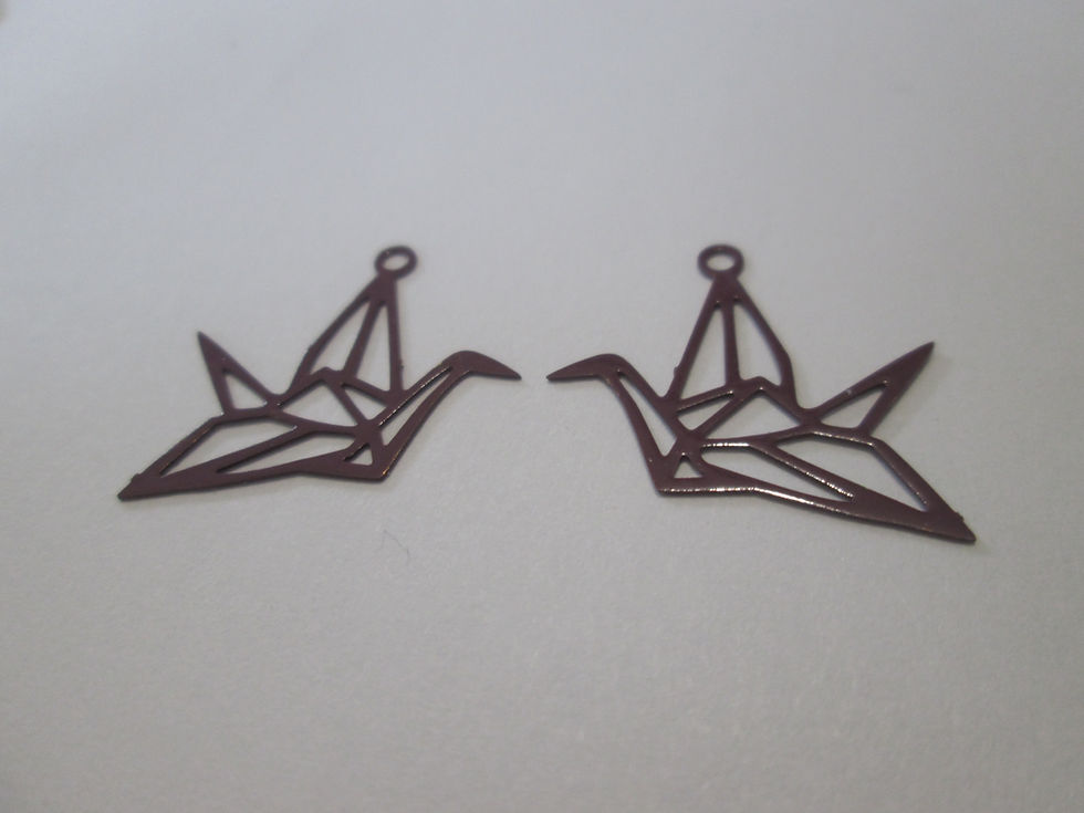 Miniature : 4 estampes grue - 20 x 17 mm - laiton peint - 12 coloris