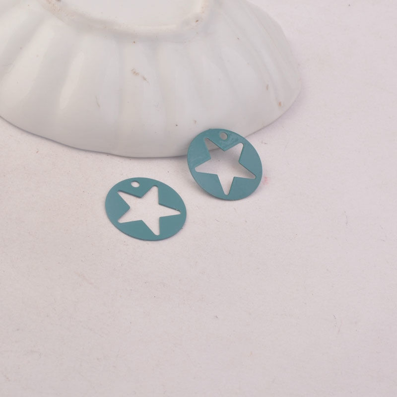 Miniatura: 2 estampes rondes étoiles - 18 mm  - laiton -  11 coloris