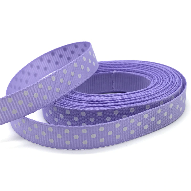 Miniature : ruban gros grain - 10 mm - motif pois - polyester