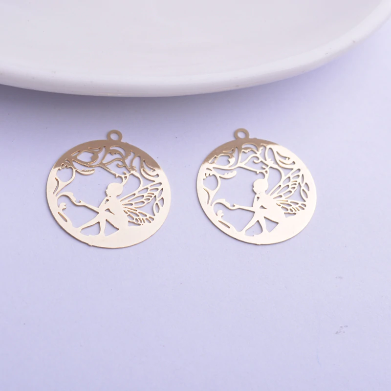 Miniature : 4 estampes fée  - 22 x 20  mm - laiton - 9 coloris