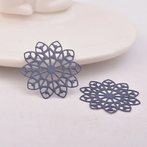 Miniatura: 2 estampes fleurs - 30  mm - laiton - 6 coloris au choix