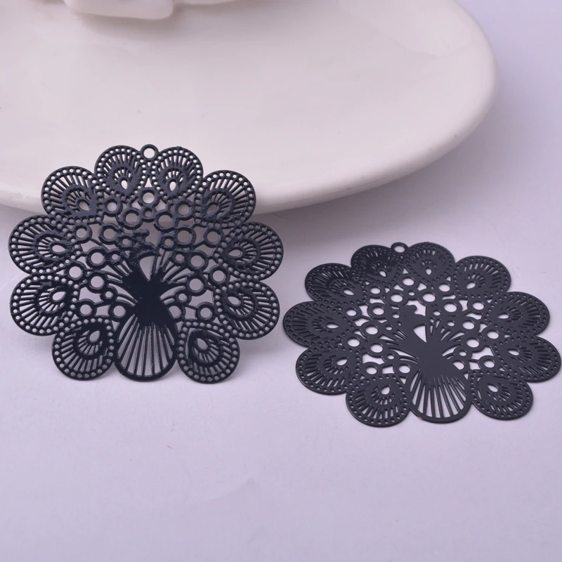 Miniature : 2 estampes paon - 44 x 39 mm - laiton peint - 8 coloris