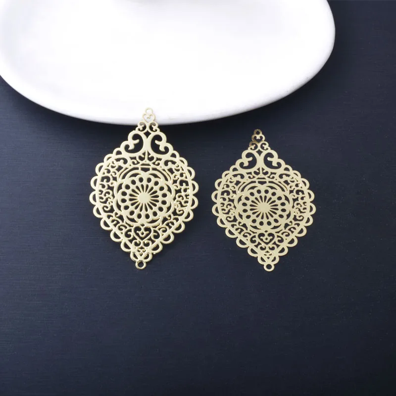 Miniature : 2 estampes gouttes filigranes - 54 x 31 mm - 10 coloris - laiton