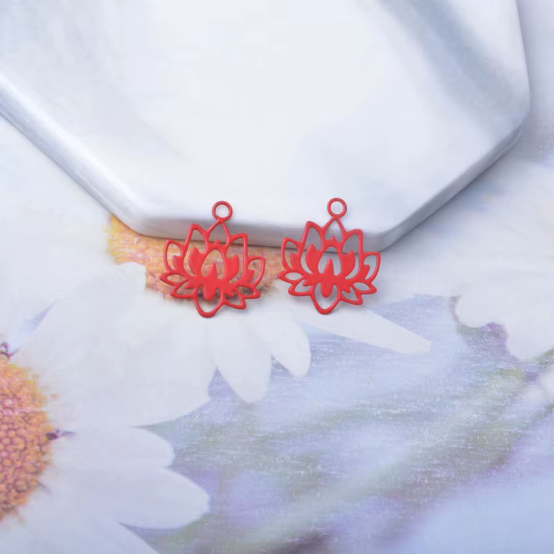 Miniatura: 4 estampes petit lotus - 18 x 15 mm - 11 coloris - laiton