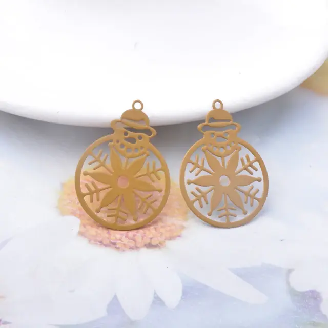 Miniatura: 2 estampes boule de noël flocon - 30 x 22 mm - laiton - 10 coloris