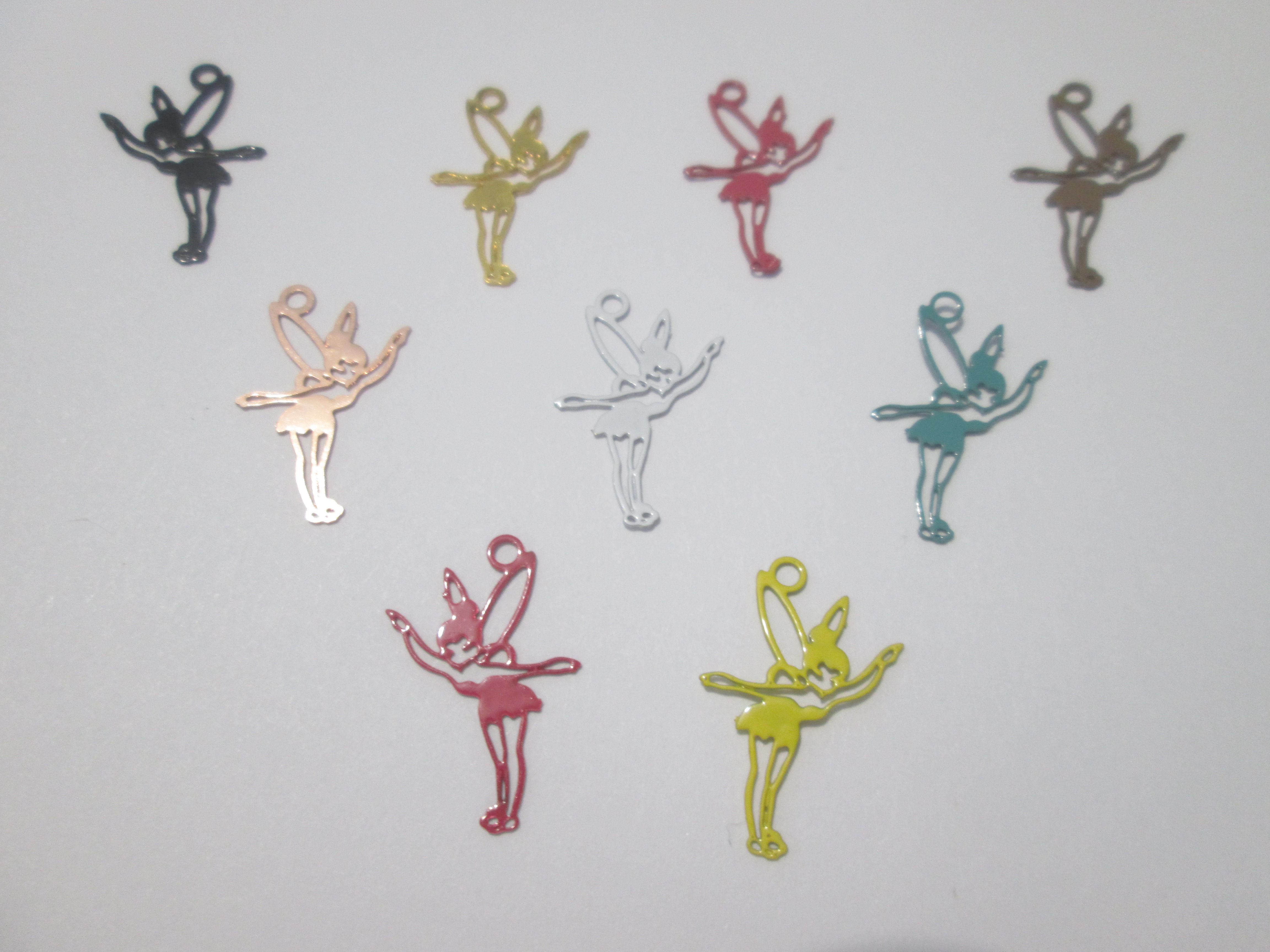 10 estampes fée  - 17 x 12  mm - laiton - 9 coloris
