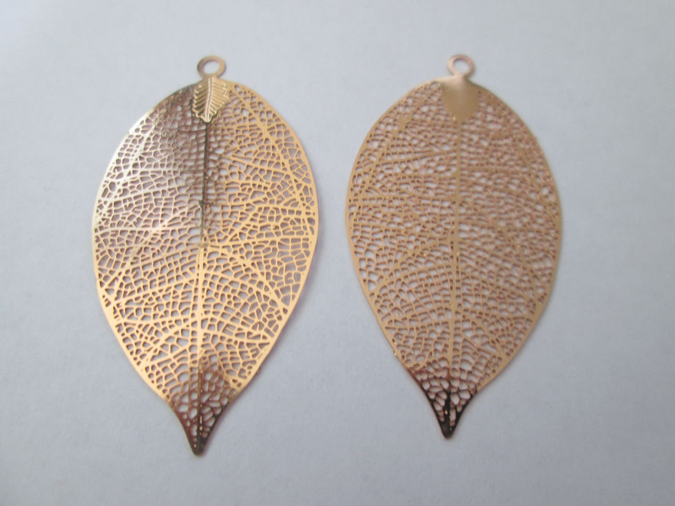 Miniature : 2 estampes feuilles  49 x 26 mm - laiton peint - 15 coloris
