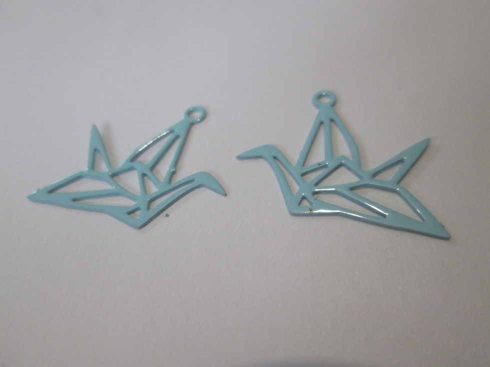 Miniature : 4 estampes grue - 20 x 17 mm - laiton peint - 12 coloris