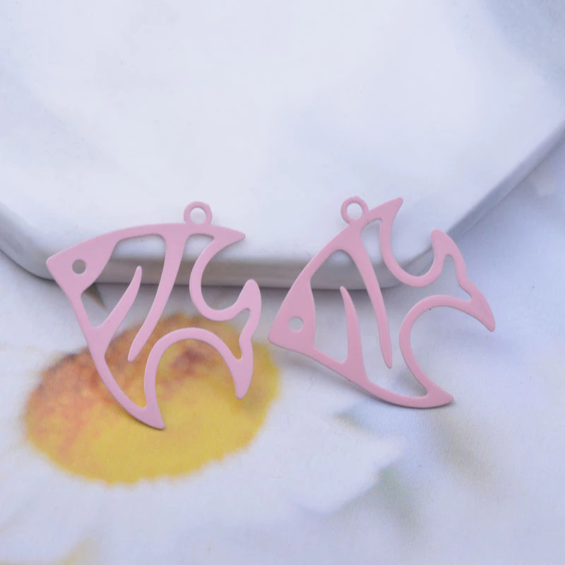 Miniature : 2 estampes poisson exotique - 24 x 22 mm - 10 coloris - laiton