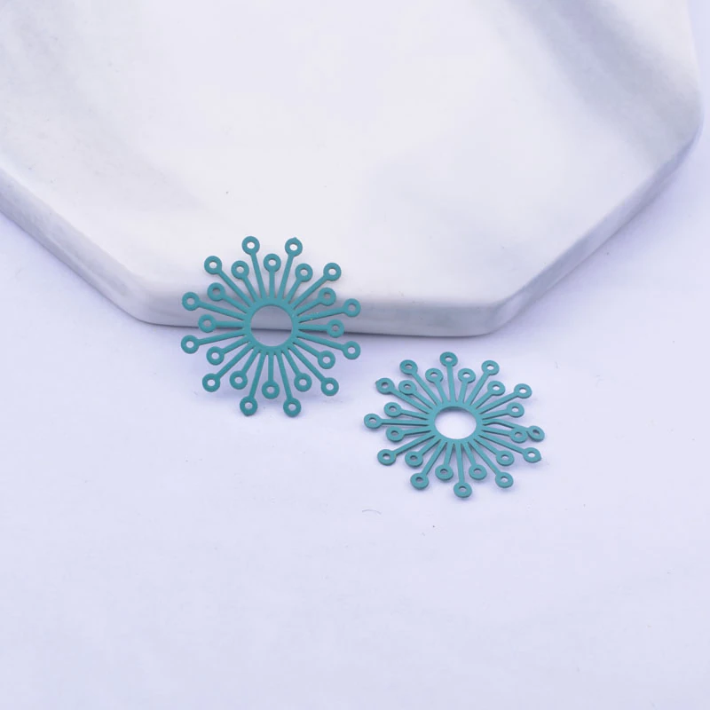 Miniatura: 2 estampes fleur - 19 mm - laiton peint - 10 coloris