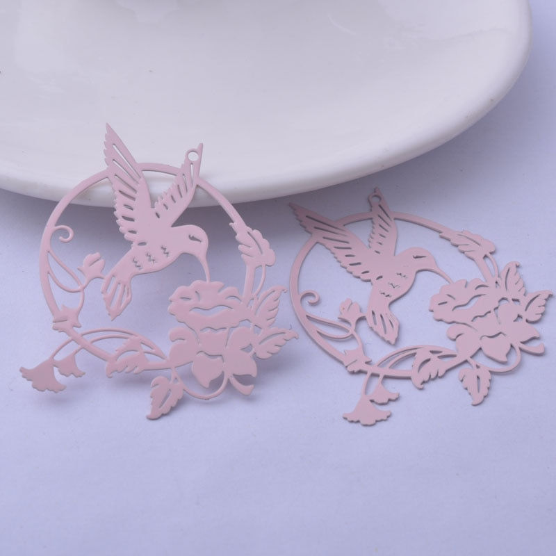 Thumbnail: 2 hummingbird prints - 45 x 40 mm - brass - 10 colors to choose from