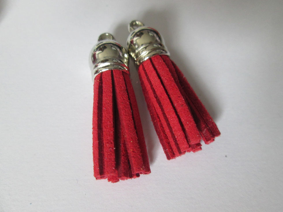 Miniature : 38 mm - 2 pompons - gland - tassel à franges en suédine