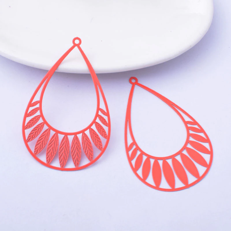 Miniature : 2 estampes gouttes filigranes - 54 x 35 mm - 11 coloris - laiton