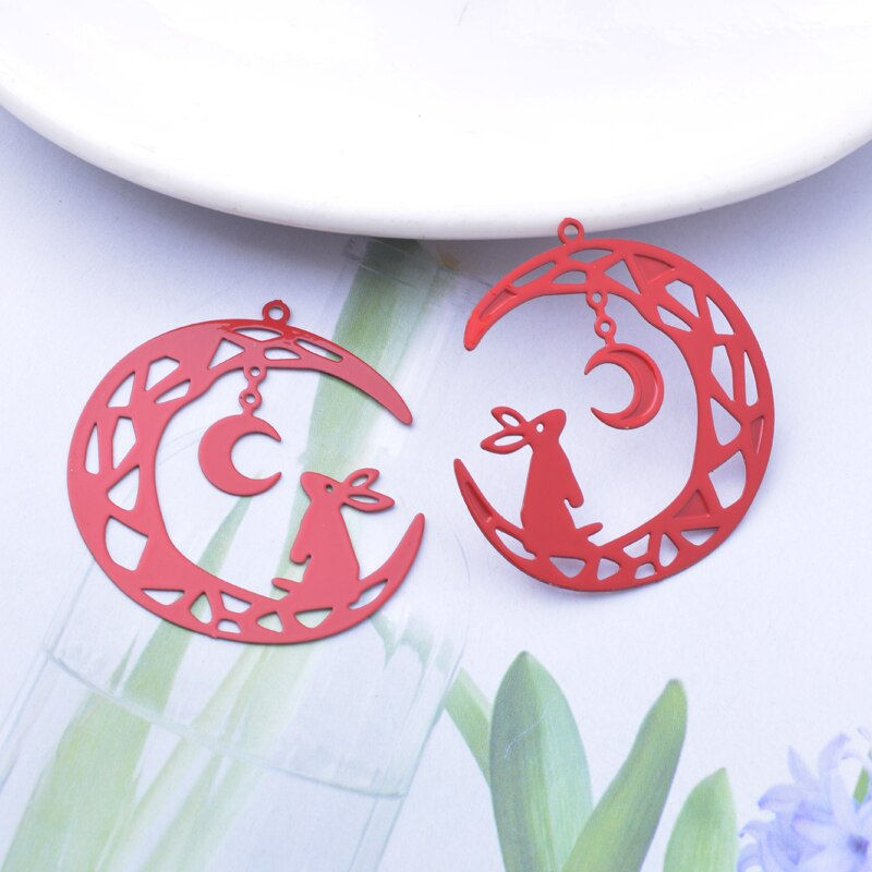 Miniature : 2 estampes lapin sur son croissant de lune - 35 x 34 mm - 10 coloris - laiton