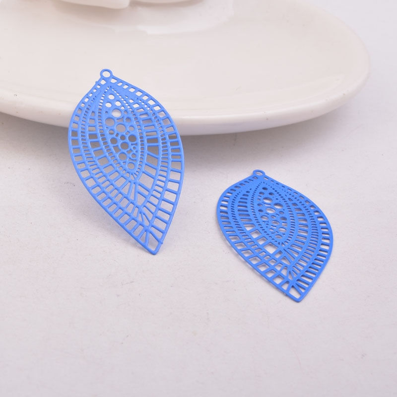 Miniatura: 2 estampes feuilles  - 45 x 24 mm - laiton peint - 10 coloris