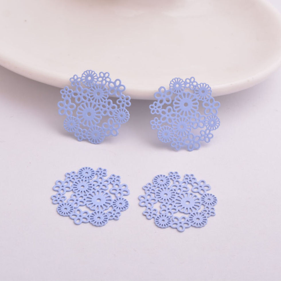 Thumbnail: 2 flower prints - 22 mm - brass - 10 colors to choose from