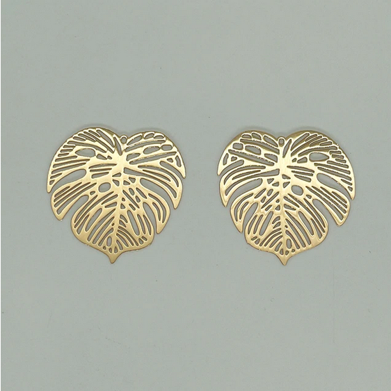 Miniaturbild: 2 estampes feuilles monstera - 32 mm - acier inoxydable coloré  - 14 coloris