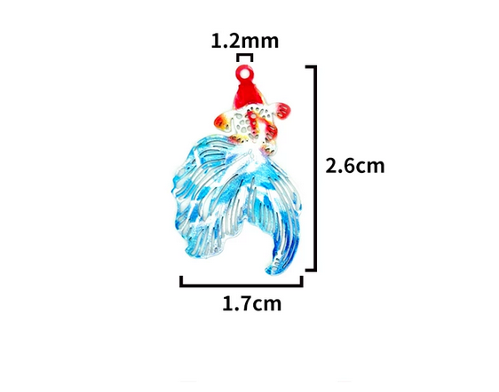 Miniatura: 2 estampes carpes koï multicolores - 26 x 17mm - laiton - 4 coloris