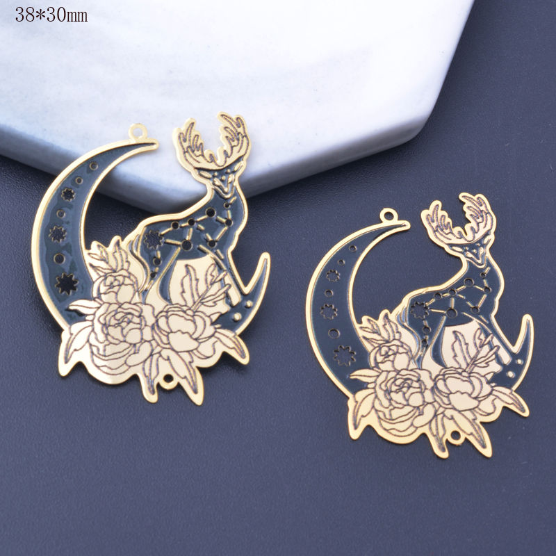Thumbnail: 2 enameled animal prints - enameled brass - 2 models