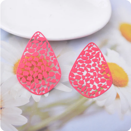 Miniature : 2 estampes gouttes ajourées 53 x 36 mm - laiton peint - 14 coloris au choix