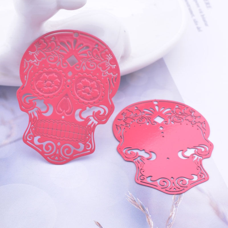 Miniatura: 2 estampes crâne calavera - 46 x 34 mm - laiton -10 coloris au choix